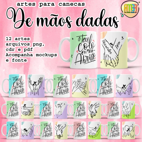 Arquivo Digital | Pack Sublimação Canecas Pacote De Mãos Dadas Namorados #233 - comprar online