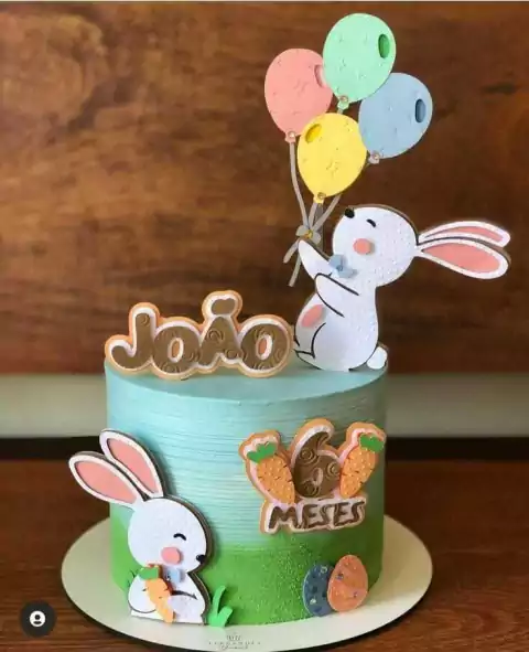 Arquivo de Corte: Topo de Bolo Coelhinhos da Páscoa Com Balão 073 - comprar online