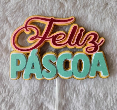 Arquivo de Corte: Topo de Bolo Feliz Páscoa Camadas 136 - comprar online
