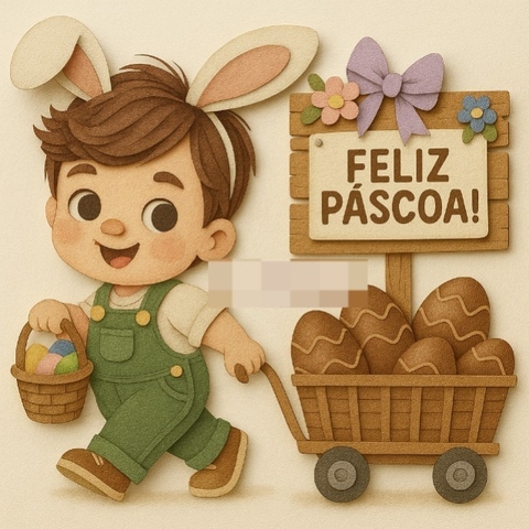 Arquivo de Corte: Topo de Bolo Feliz Páscoa Menino - comprar online