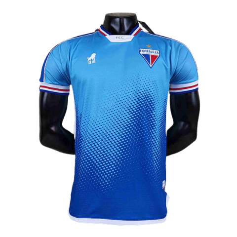 Camisa Goleiro, Fortaleza, Leão 1918, 2023, Manto Tricolor, Orgulho De Ser Fortaleza, Design Moderno, Azul, Listras Horizontais, Gola Careca, Escudo Fortaleza Bordado, Logo Leão 1918 Bordado, Tecnologia DRY PLUS, Modelagem Justa, Frete Grátis
