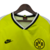  Detalhe da Gola em V com Detalhes em Branco e Marinho da Camisa Borussia Dortmund Retrô 1995 Nike Amarelo (Tipo Lar)
