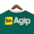 Detalhe da parte de trás da camisa retro verde do Palmeiras de 1987, com o logo da Agip.