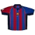 Camisa Barcelona Retrô Home 2001/02 - Torcedor - Masculino - Vermelha e Azul