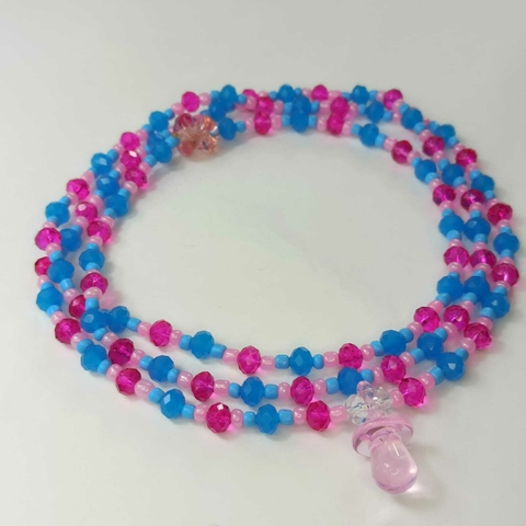 Guia de Ere Azul e Rosa Pingente de chupeta