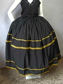 Saia Preta com Galão Dourado Pomba Gira - loja online