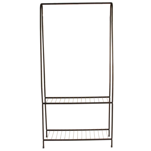 Arara Cabideiro Chão com 2 Prateleiras Preta 85cm