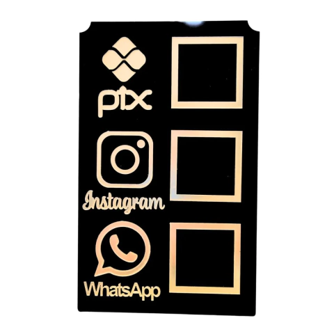 Placa Krcode 3 em 1 Pix/insta/whats Preto com Dourado - comprar online