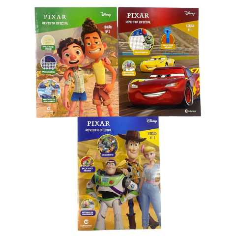 Kit 3 Revistas Disney Oficial PIXAR com Passatempos, Faça Você Mesmo e Quadrinhos