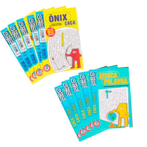 Passatempo: Kit Caça Palavras, Nível Fácil, 10 Unidades, 2 Capas - Edição 50