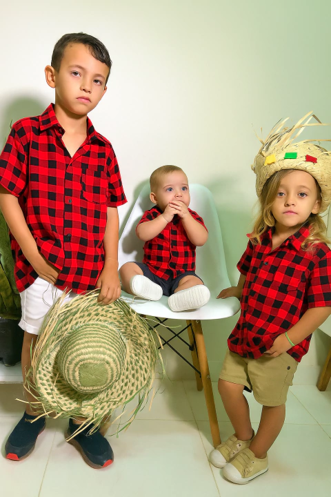 Blusa Xadrez Infantil Quadriculada Festa Junina Julina