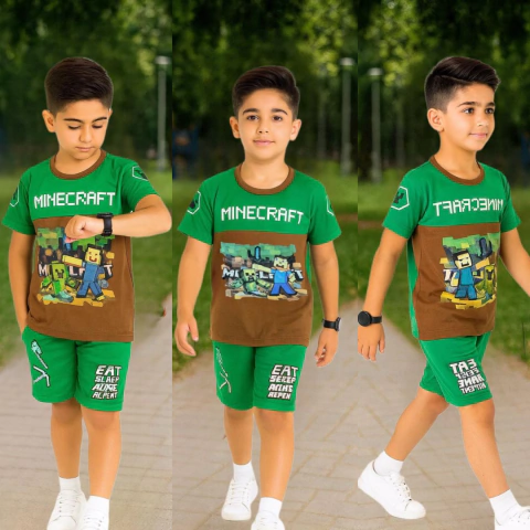 Conjunto Infantil Minecraft Menino Kit Camisa e Bermuda - comprar online