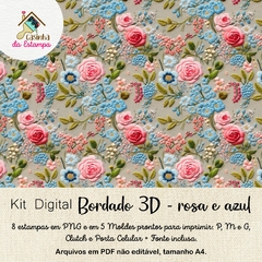 Kit Digital - Bordado 3D Rosa e Azul