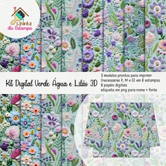 Kit Digital - Verde Água e Lilás 3D - comprar online