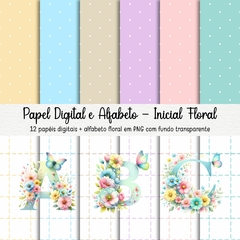 Papel Digital e Alfabeto - Inicial Floral