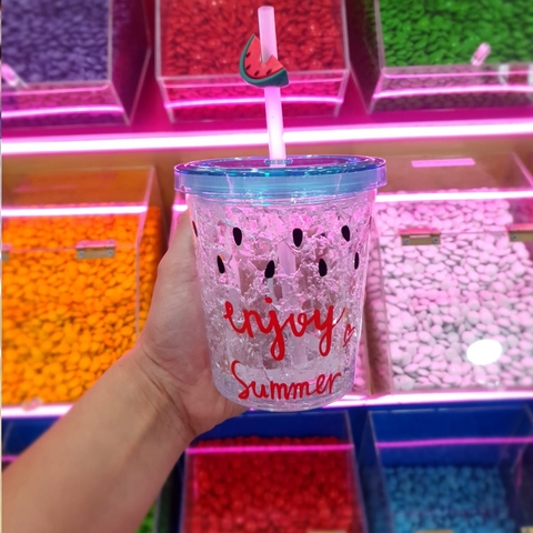 VASO DE ACRILICO CON DIBUJO / PURPURINA