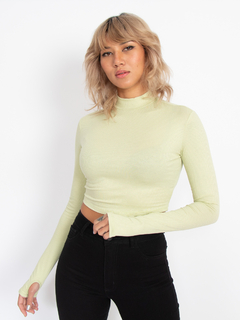 BLUSA MANGA LONGA VERDE CROPPED COM DEDAL