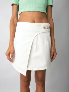 Saia Mini Off White com Transpasse e Botões SA59087 - Lady Rock | Stay Rockin' 