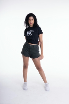 Short Hot Pant Verde Militar Cintura Alta Barra Desfiada SH11581 - comprar online