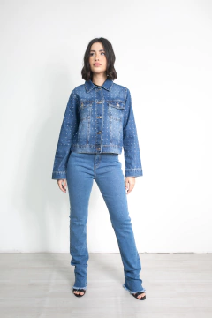 JAQUETA MÉDIA LAV. ESCURA COM STRASS JQ49098 - comprar online