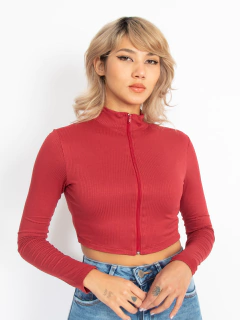 BLUSA MANGA LONGA COM ZIPER VINHO BL40066
