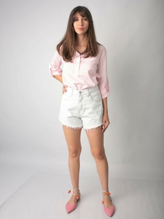 Camisa Bata Listrada Rosa com Branco CA00001 na internet