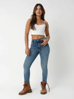 CALÇA CINTURA ALTA HOT PANT LAV. MÉDIA ESCURA CL11105