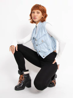 COLETE CURTO COM ELÁSTICO LAVAGEM CLARA CO76001 - Lady Rock | Stay Rockin' 