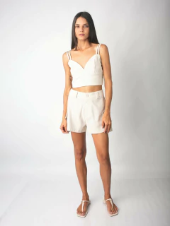 Top com Alça Dupla de Linho Cru BL67202 - comprar online