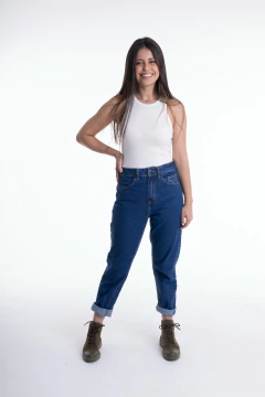Calça Mom Lavagem Mais Escura Cl14087 - comprar online