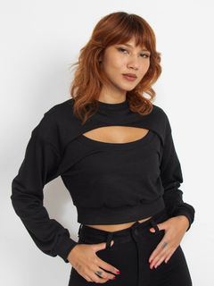 BLUSA MANGA LONGA MOLETINHO COM RECORTE BL40045