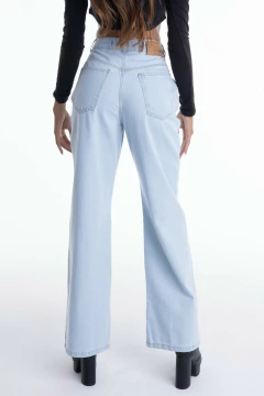 Calça Wide Leg Reta Lav. Clara Com Botões de ajuste no Cós - Cl09069 na internet