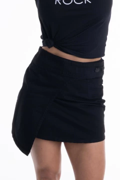 Saia Mini Preta com Transpasse e Botões SA59086