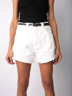 Short Hot Pant Cintura alta Branco Barra a Fio SH11573