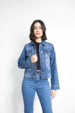 JAQUETA MÉDIA LAV. ESCURA COM STRASS JQ49098