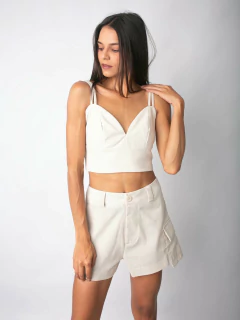 Top com Alça Dupla de Linho Cru BL67202