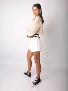 Short Hot Pant Cintura alta Branco Barra a Fio SH11573 na internet