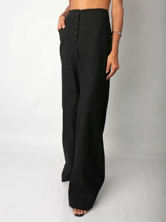 Calça Pantalona de Linho Preta CL09073 na internet