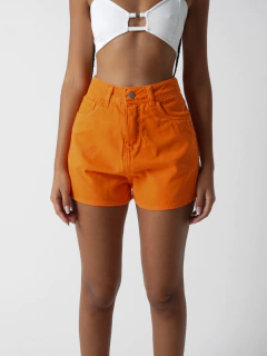 SHORT HOT PANT LARANJA COM BARRA FEITA SH11536