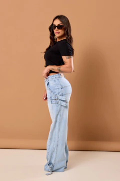 Calça Jeans Cargo Fivela Glitter - comprar online