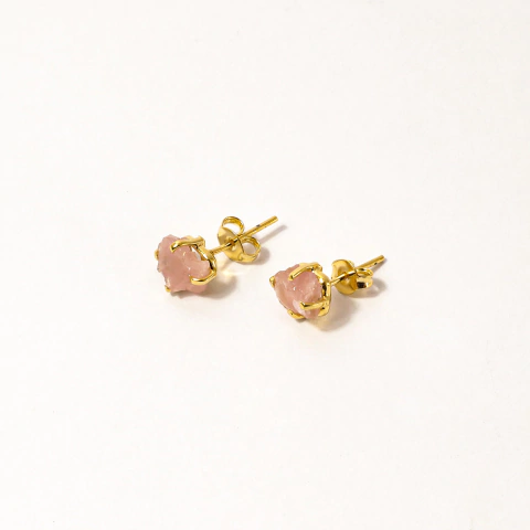Brinco Petit Quartzo Rosa