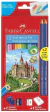 Kit Escolar Lápis de Cor Faber Castell 12 Cores + Lapis de Escrever + Apontador + Borracha