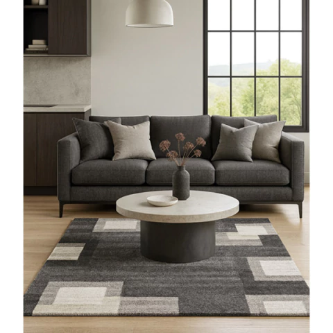 Alfombra Pelo Cortado Elegance Cosy Grey Patch Mullida - comprar online