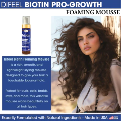 Difeel Espuma Capilar Mousse con Biotina para Dar Volumen y Fortalecer el Cabello 237 ml
