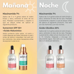Rutina de skincare Anti Manchas • Ácido Glicólico Protector Solar SPF 50+ y Niacinamida • Simply Solution TONE RENEW - akthon