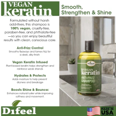 Difeel Shampoo con keratina vegana Anti-frizz 355 Ml