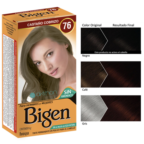 Tinte Bigen En Polvo Color Castaño Cobrizo · 76 · Permanente 6g