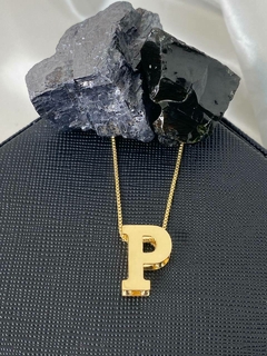 COLAR INICIAL DUPLA EM GALERIA 1,5CM - BANHADO OURO 18K CL 456 - CONNECTION JEWELRY