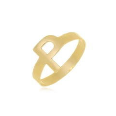 ANEL COM INICIAL - AL 110 BANHADO OURO 18K