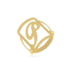 ANEL INICIAL EM MOLDURA - AL 113 BANHADO OURO 18K